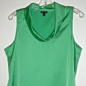 ANN TAYLOR WOMEN'S GREEN SLEEVELESS TOP ROLLOVER COLLAR SIZE M